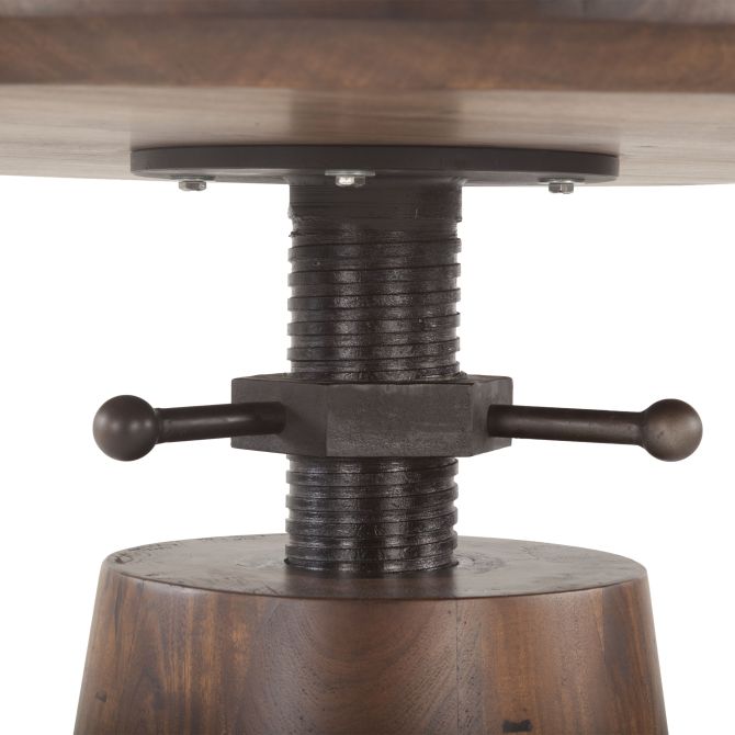 Industrial Modern 40" Round Adjustable Table in Walnut