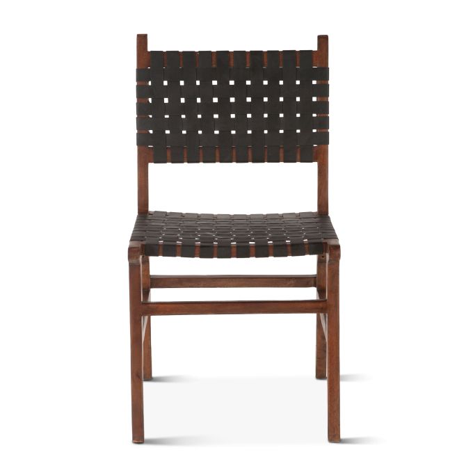 Palermo 18" Dining Chair with Black Leather in Matte Brown