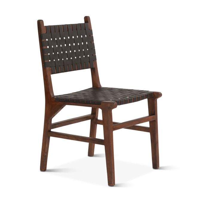 Palermo 18" Dining Chair with Black Leather in Matte Brown