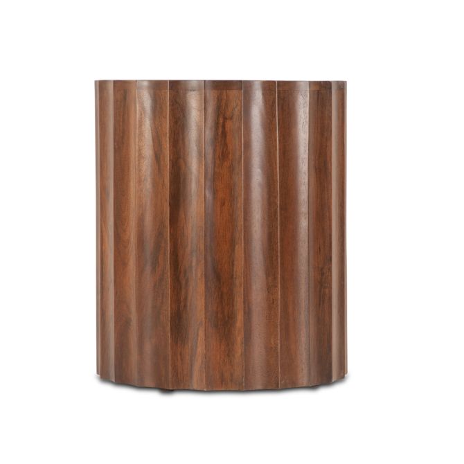 Palermo 18" Round Side Table with White Marble and Royal Brown Base