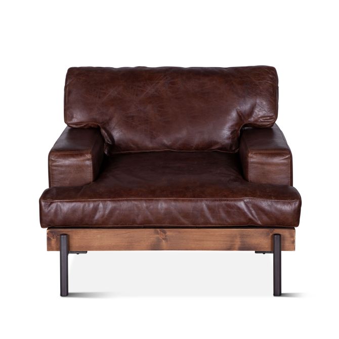 Portofino Industrial 41" Accent Chair in Geisha Brown Leather