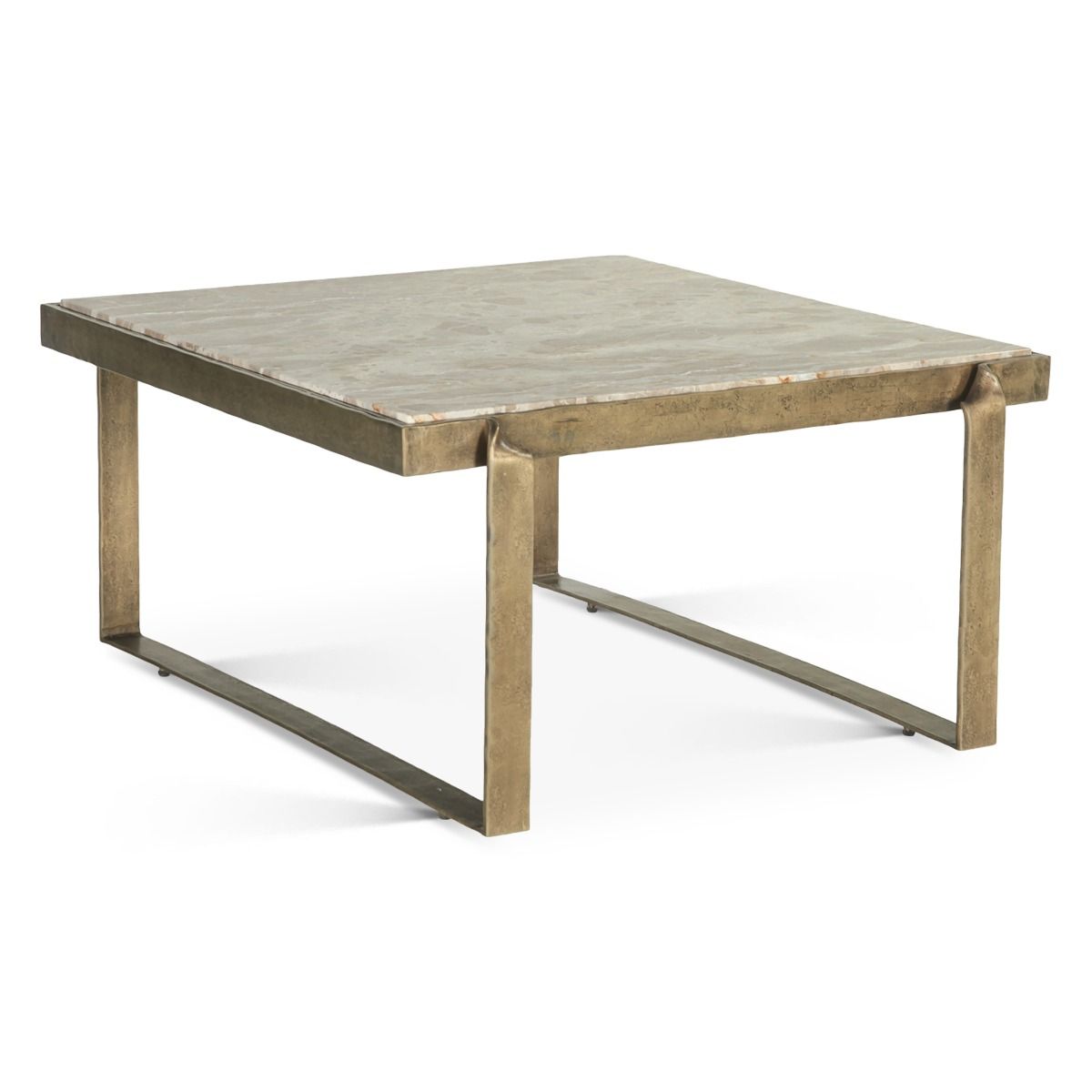 Argos 32" Coffee Table with Marble and Antique Brass