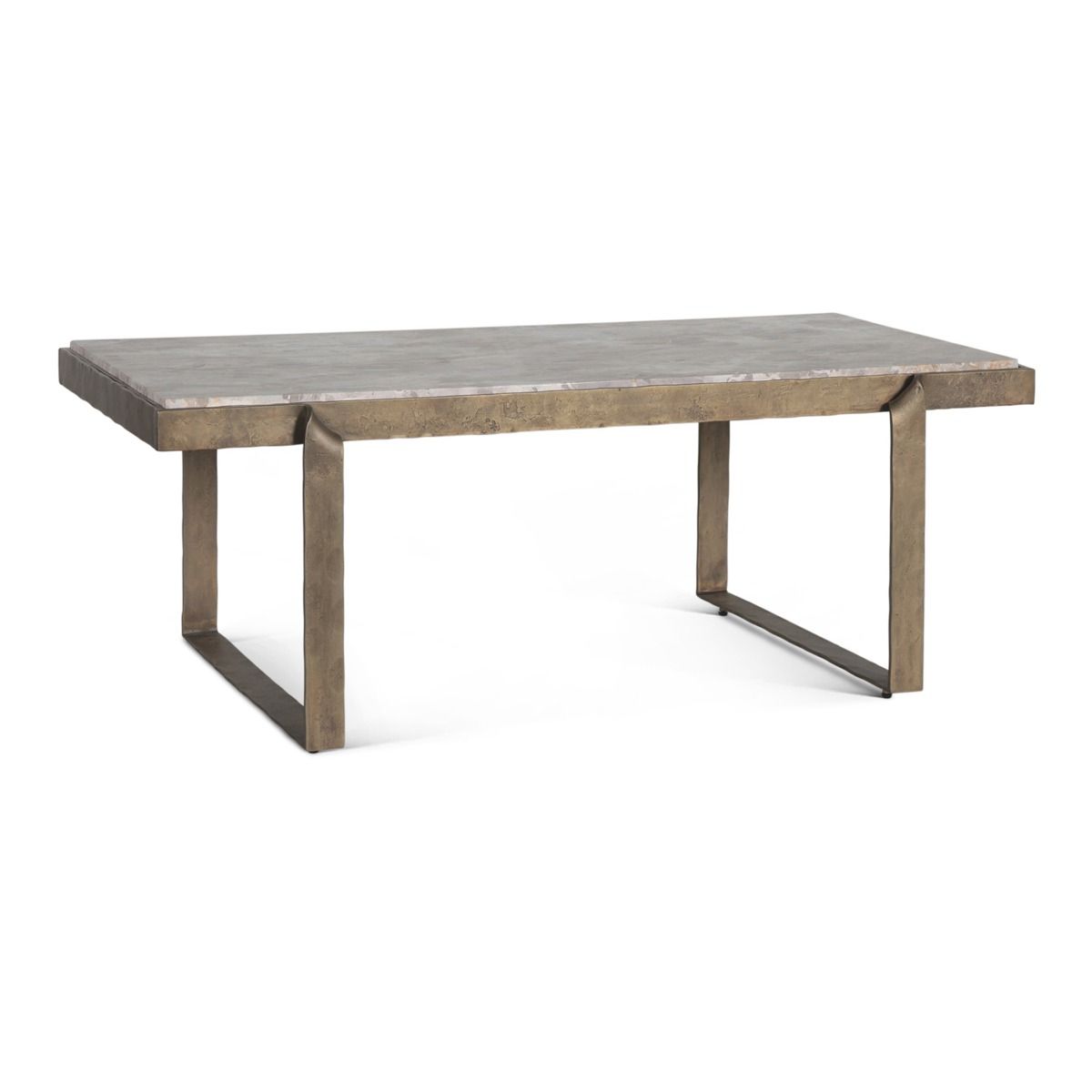 Argos 49" Large Coffee Table with Beige Marble Top and Antique Brass Base