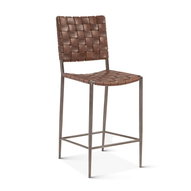 Copenhagen 17" Counter Chair in Tobacco Buffalo Leather with Iron