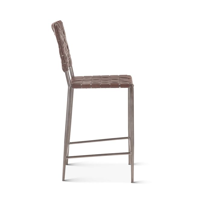 Copenhagen 17" Counter Chair in Tobacco Buffalo Leather with Iron