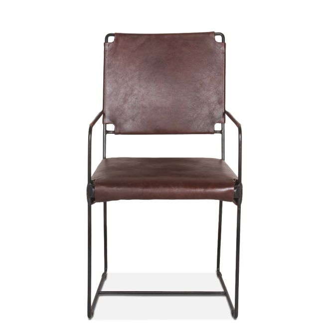 New York 20" Dining Armchair in Chocolate Leather