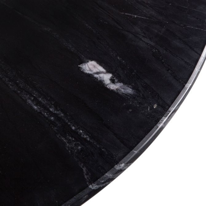 Palm Springs 48" Round Dining Table with Black Marble and Silver Base