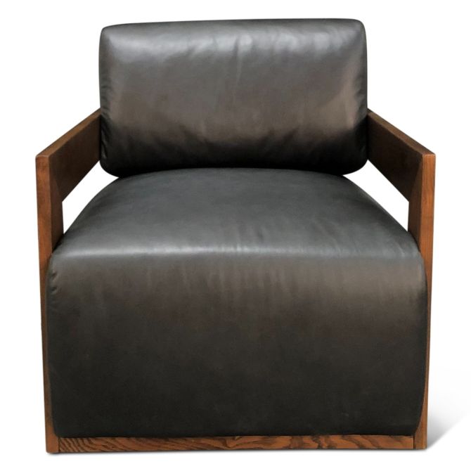 Maison Harper Accent Chair in Charme Black Leather