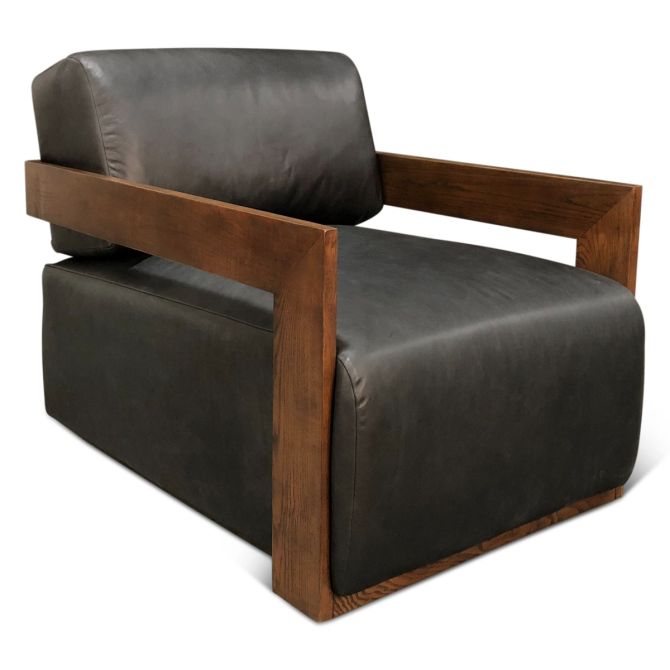 Maison Harper Accent Chair in Charme Black Leather